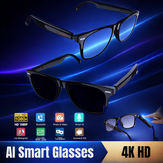 2025 4K AI Smart Glasses with 100MP Camera, Bluetooth, & Voice Control