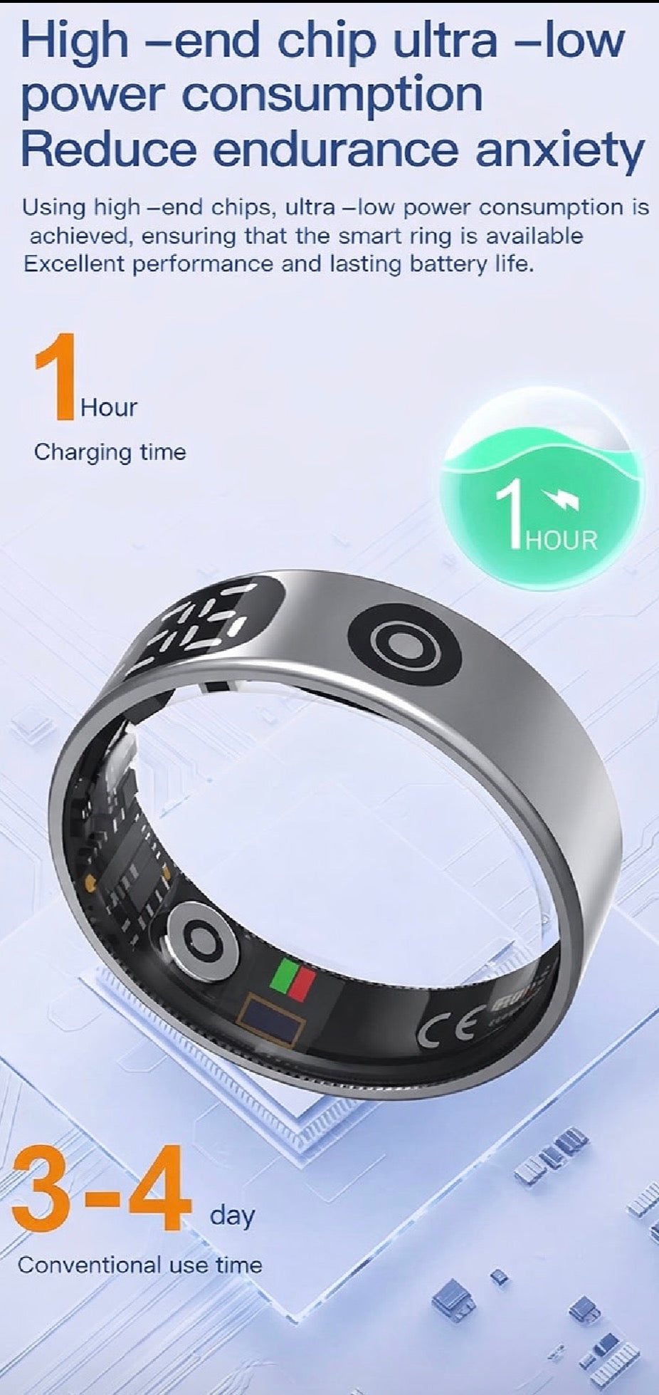 SR08 Smart Ring – LED Health Monitor, Sports, Gesture Control