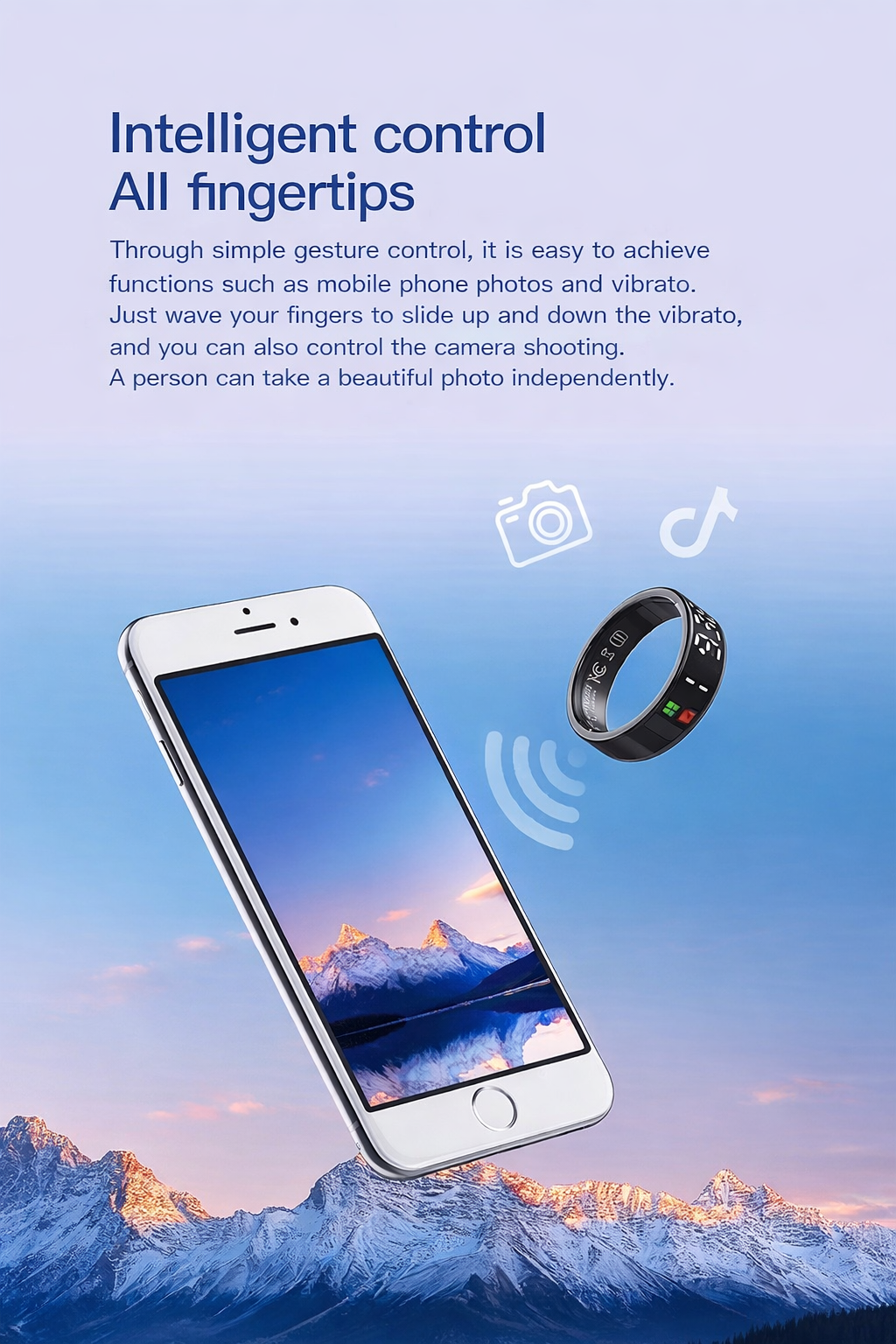 SR08 Smart Ring – LED Health Monitor, Sports, Gesture Control